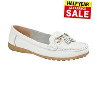 Boulevard Camila Mujer Clásico Elegante Cuero Casual Borla Mocasines Blanco