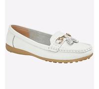 Boulevard Camila Mujer Clásico Elegante Cuero Casual Borla Mocasines Blanco