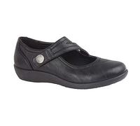 Boulevard de Mujer Plano Toque Cierre Ancho EE para Barra Zapatos Incluye sin Par de Ubershoes Plantillas (5 UK, Negro)