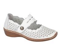 Boulevard L641 - Zapatos casuales de piel con cierre táctil para mujer, White, 40 EU