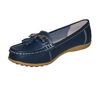 Boulevard Mocasines de piel con borlas para mujer y mujer, Navy, 41 EU