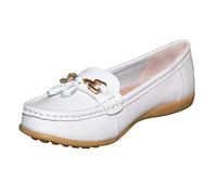 Boulevard Mocasines de piel con borlas para mujer y mujer, White, 38 EU