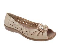 Boulevard - Zapatos Casuales con Puntera Abierta Modelo Punched para Mujer (38/Beige)