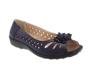 Boulevard - Zapatos casuales con puntera abierta modelo Punched para mujer (39/Negro)