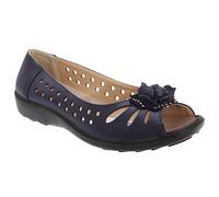 Boulevard Zapatos casuales de flores con puntera abierta perforada para mujer (7 UK) (negro)