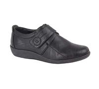Boulevard Zapatos de ajuste ancho para mujer con cierre táctil negro (EE ajuste), Black, 38 EU