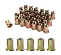 BOUMVID 100 Piezas M6 Tuercas Remachables de Acero al Carbono Galvanizadas, Remaches Roscados para Metal Plástico y Muebles Madera, Galvanizar Roscadas Tuercas Remachables de Cabeza Plana