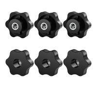 BOUMVID 6 Tornillos de Estrella M8, Tornillos de Mariposa de 50mm de Diámetro Exterior, Tuercas de Mariposa, Rosca Tornillo de Mariposa Negros, Tuercas de Perilla Palomilla de Sujeción Estrella