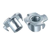 BOUMVID Tuerca en T de 4 Puntas M4 x 8 mm, 50 Pieza T Tuerca de Acero Carbono, Tuercas de Accionamiento, Tuerca de Cuatro Puntos, Adecuado para Muebles de Embutir Madera, Construcción, Madera