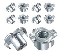 BOUMVID Tuerca en T de 4 Puntas M5 x 8 mm, 10 Pieza T Tuerca de Acero Carbono, Tuercas de Accionamiento, Tuerca de Cuatro Puntos, Adecuado para Muebles de Embutir Madera, Construcción, Madera