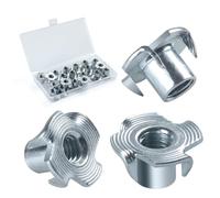 BOUMVID Tuerca en T de 4 Puntas M6 x 9 mm, 20 Pieza T Tuerca de Acero Carbono, Tuercas de Accionamiento, Tuerca de Cuatro Puntos, Adecuado para Muebles de Embutir Madera, Construcción, Madera