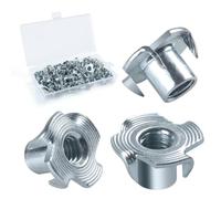 BOUMVID Tuerca en T de 4 Puntas M6 x 9 mm, 50 Pieza T Tuerca de Acero Carbono, Tuercas de Accionamiento, Tuerca de Cuatro Puntos, Adecuado para Muebles de Embutir Madera, Construcción, Madera