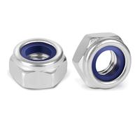 BOUMVID Tuercas Hexagonales M5, 10 Piezas Tuercas Autoblocantes de Acero Inoxidable A2 V2A, Autobloqueo Antideslizante Tuerca de Bloqueo de Nylon DIN 985, para Tornillos Pernos Roscados
