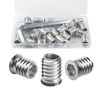 BOUMVID Tuercas Roscadas Hexagonales Insertos de Madera M10 x 20mm, 20 Piezas Tuercas de Insertar Roscados Hexagonal Remaches, Tuerca de Inserción Cabeza Plana para Muebles de Madera