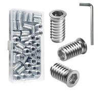 BOUMVID Tuercas Roscadas Hexagonales Insertos de Madera M8 x 20mm, 40 Piezas Tuercas de Insertar Roscados Hexagonal Remaches, Tuerca de Inserción Cabeza Plana para Muebles de Madera