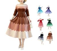 Bounce Dresses for Women Church,Elegant Pearl Bouncy Midi Dress