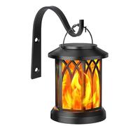 Boundbreed Upgraded Flame Solar Lantern Outdoor,Linterna solar Flickering Flame,Auto On/Off Decorative Fire Lanterns for Halloween Yard Patio Lawntable,Solars Fire Bowls for Outside (1)