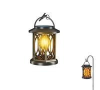 Boundbreed Upgraded Flickering Flame Solar Lantern Outdoor Waterproof Light, Hanging Auto On/Off Decorative Fire Lanterns for Yard Patio Lawntable Garden Decor,Halloween Yard Patio Lawntable(B)