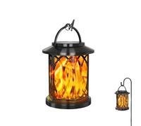 Boundbreed Upgraded Flickering Flame Solar Lantern Outdoor Waterproof Light, Hanging Auto On/Off Decorative Fire Lanterns for Yard Patio Lawntable Garden Decor,Halloween Yard Patio Lawntable(A)