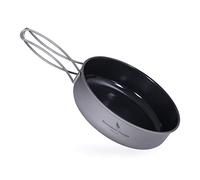 Boundless Voyage A-Ti2067C - Sartén antiadherente de titanio con mango plegable, revestimiento de cerámica, para exteriores, camping, picnic, senderismo, barbacoa, utensilios de cocina