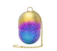 Boundless Voyage Bola de té de titanio, colador de té para té suelto, infusor de té (4 x 5,7 cm), filtro de té de malla con cadena extendida y gancho para hierbas y especias, multicolor 3207A