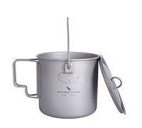 Boundless Voyage Pote de Titanio al Aire Libre de 1100ml con Tapa Tapa de asa Plegable Acampar Senderismo Picnic Ultraligero Botella de Agua portátil Taza Spork