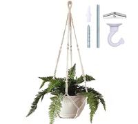 Bouqlife Colgador Grande de macramé de 43 Pulgadas para macetas de 12 Pulgadas, Extra Largo, sin borlas, Cuerda de algodón, Soporte para Plantas con Gancho de Techo, decoración Bohemia para el hogar