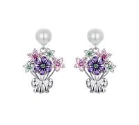 Bouquet de flores Pendientes colgantes para mujeres Joyas de boda 925 Tarla de perla blanca Diseño original hecho en China