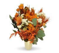 Bouquet de Flores Secas y Naturales en Tonalidades Variadas, Regalo Ideal Hecho a Mano, 50x35 (Naranja)