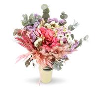 Bouquet de Flores Secas y Naturales en Tonalidades Variadas, Regalo Ideal Hecho a Mano, 50x35 (Rosa)