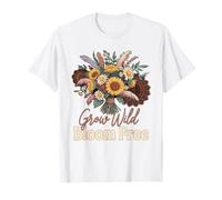 Bouquet de Flores Silvestres Bloom Grow Wild Boho, Arte Natural Camiseta