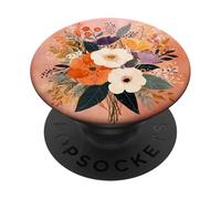Bouquet de guoache artístico con Flores de Naranja y Morado PopSockets PopGrip Adhesivo
