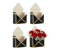 Bouquet Envelope Boxes - 4-Pack Valentine’s Day Envelope Boxes | Gold Foil Stamping Florist Bouquet Folding Gift Wrapping | Paper Material | Suitable for Valentine’s Day, Mother’sDay, Anniversaries