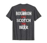 Bourbon One Scotch One Beer (en la Espalda) Camiseta, Hombre, Jaspeado Oscuro, L