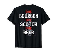 Bourbon One Scotch One Beer (en la Espalda) Camiseta, Hombre, Negro, M