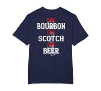 Bourbon One Scotch One Beer (en la Espalda) Camiseta, Hombre Tallas Grandes, Azul Marino, 5X Alto