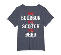 Bourbon One Scotch One Beer (en la Espalda) Camiseta, Mujer Tallas Grandes, Azul Jaspeado, 6XL Grande