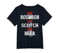 Bourbon One Scotch One Beer (en la Espalda) Camiseta, Mujer Tallas Grandes, Negro, 1XL Grande