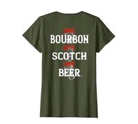 Bourbon One Scotch One Beer (en la Espalda) Camiseta, Mujer, Verde Oliva, S