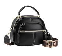 Bousalutend Crossbody Bag, 2025 New Adjustable Wide Shoulder Strap Leather Crossbody Bag (Black)