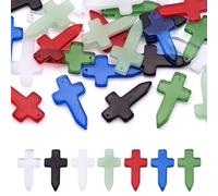 Boutigem 28 colgantes de cruz de cristal con crucifijo, dijes religiosos de Pascua, 7 colores, 37 mm para hacer collares, aretes, joyas, Vidrio, No es una piedra preciosa