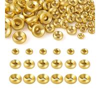 Boutigem 60 cuentas espaciadoras de disco de latón de 4, 6, 8 mm, cuentas sueltas de metal dorado para manualidades, pulseras, collares, joyas, suministros de manualidades