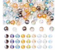 Boutigem 90 cuentas redondas transparentes de cristal de 10 mm, cuentas espaciadoras sueltas de cristal facetado a granel para aretes, collares, joyas, manualidades, suministros de manualidades