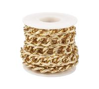 Boutigem Boutgiem - Cadenas trenzadas de aluminio de 2 m sin soldar, eslabones gruesos dorados, 17 x 13 x 3 mm, para manualidades de bisutería, CHA-TA0001-22LG-BG-EU