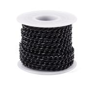 Boutigem Cadenas trenzadas de aluminio de 5 m, eslabones de cadena de metal negro a granel de 7 x 5 x 1,5 mm para hacer collares, pulseras, joyas (CHA-TAC0005-01EB-BG-EU)