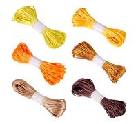 Boutigem Cordón de nailon satinado de cola de rata, 6 colores, 3 mm, cordón de nailon para bordar, hilo de bordado para nudo chino, macramé, pulsera trenzada para hacer joyas, color amarillo