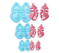 Boutigem Molde de fundición de joyería 3pcs Molde de silicona de resina de forma de cara humana para DIY Pendiente Llavero Joyería Artesanía
