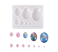 Boutigem Molde de silicona de resina con forma de cabujón ovalado, molde de resina epoxi para joyería, colgante, pulsera, collar, aretes, manualidades