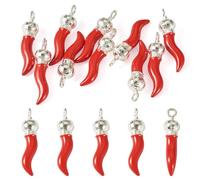 Boutigem Pequeños dijes de chile para hacer joyas, colgantes esmaltados de chile picante, cuerno italiano, dije de chile para collares, pulseras, aretes, Esmalte