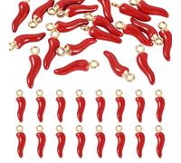 Boutigem Pequeños dijes de chile para hacer joyas, colgantes esmaltados de chile picante, cuerno italiano, dije de chile para collares, pulseras, aretes, Esmalte